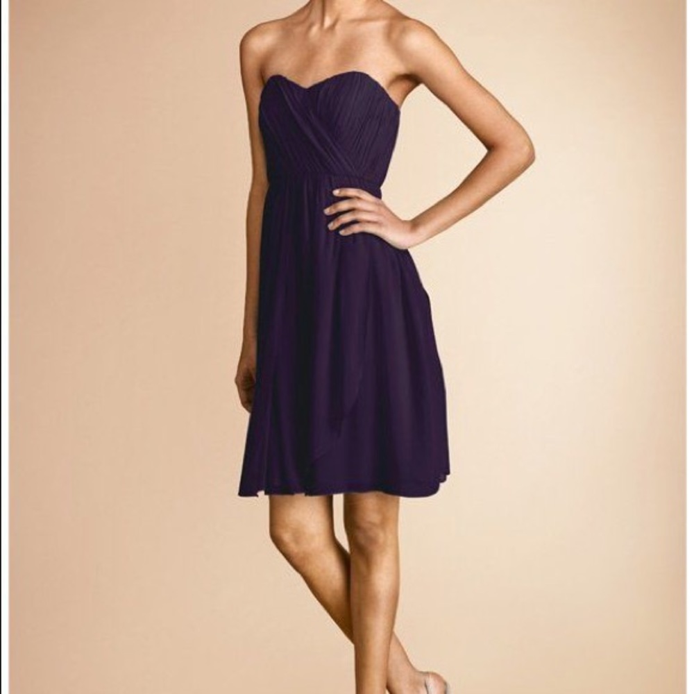 Strapless deep purple silk dress